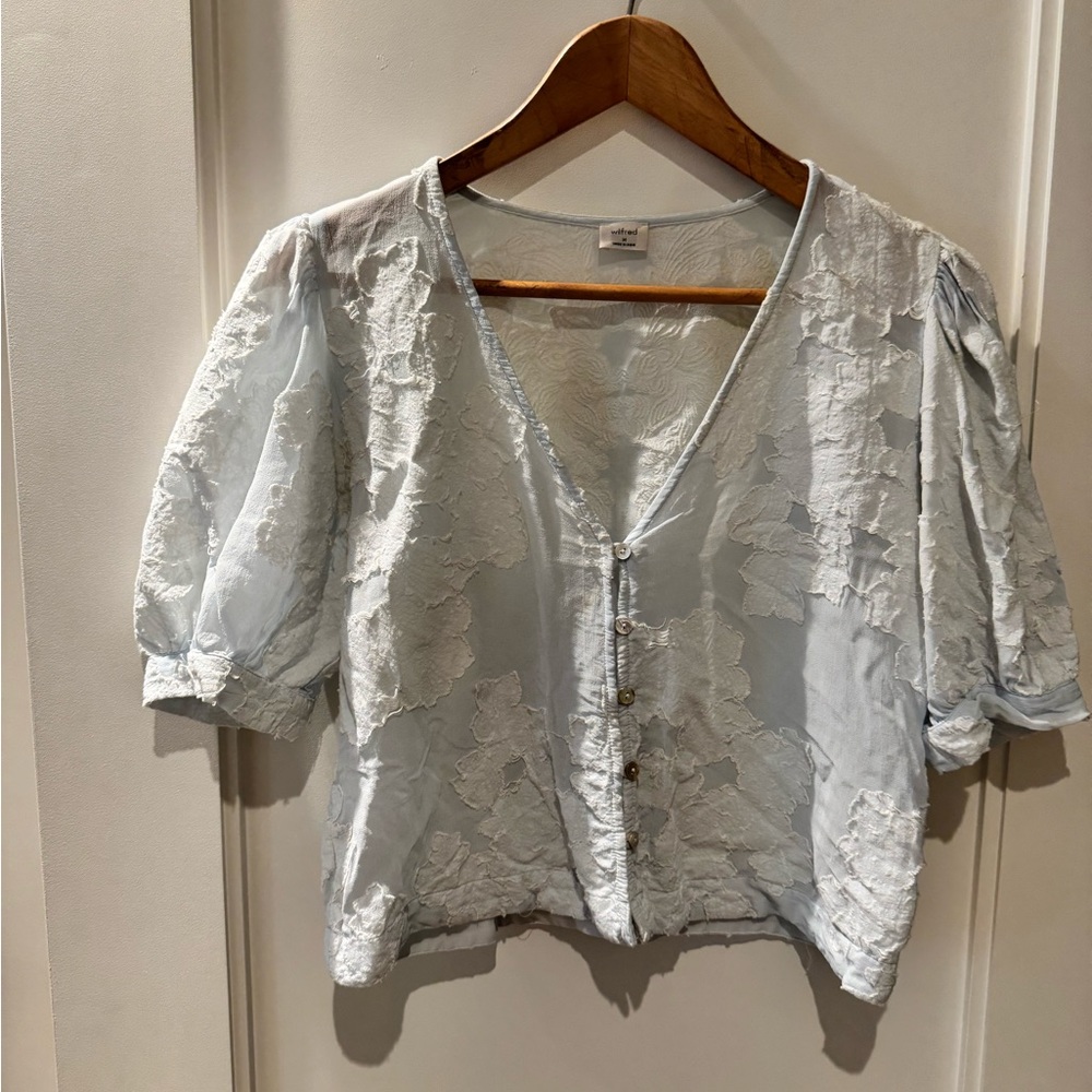 Wilfred White Puff Sleeve Crop Blouse